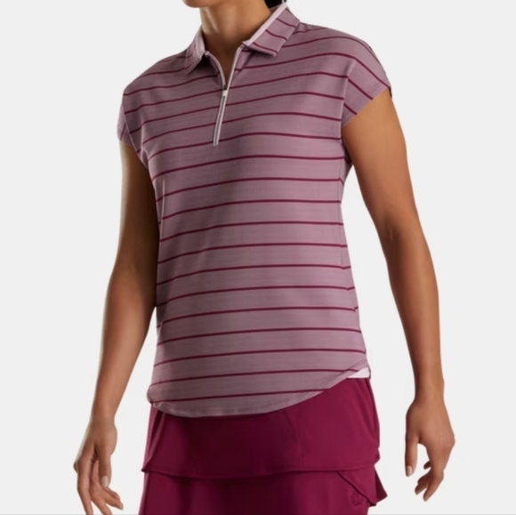 FootJoy Tops - Footjoy Cap Sleeve Birdeye Stripe Jacquard Women's Shirts Size Large